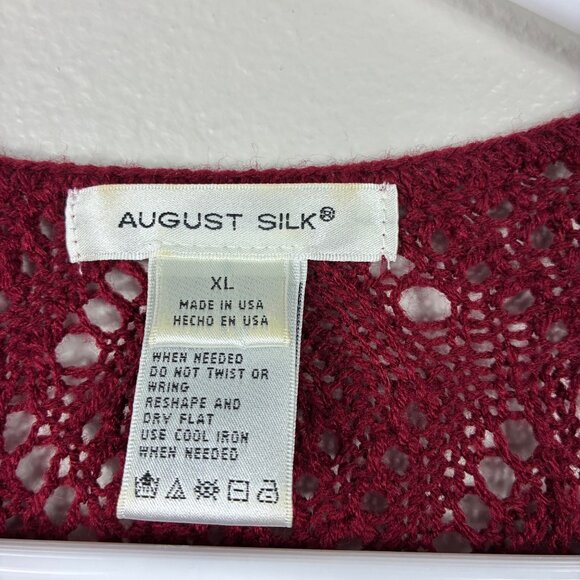 VTG 90s August Silk Whimsigoth Crimson Red Knit Open Cardigan Size XL Eclectic - Picture 2 of 6